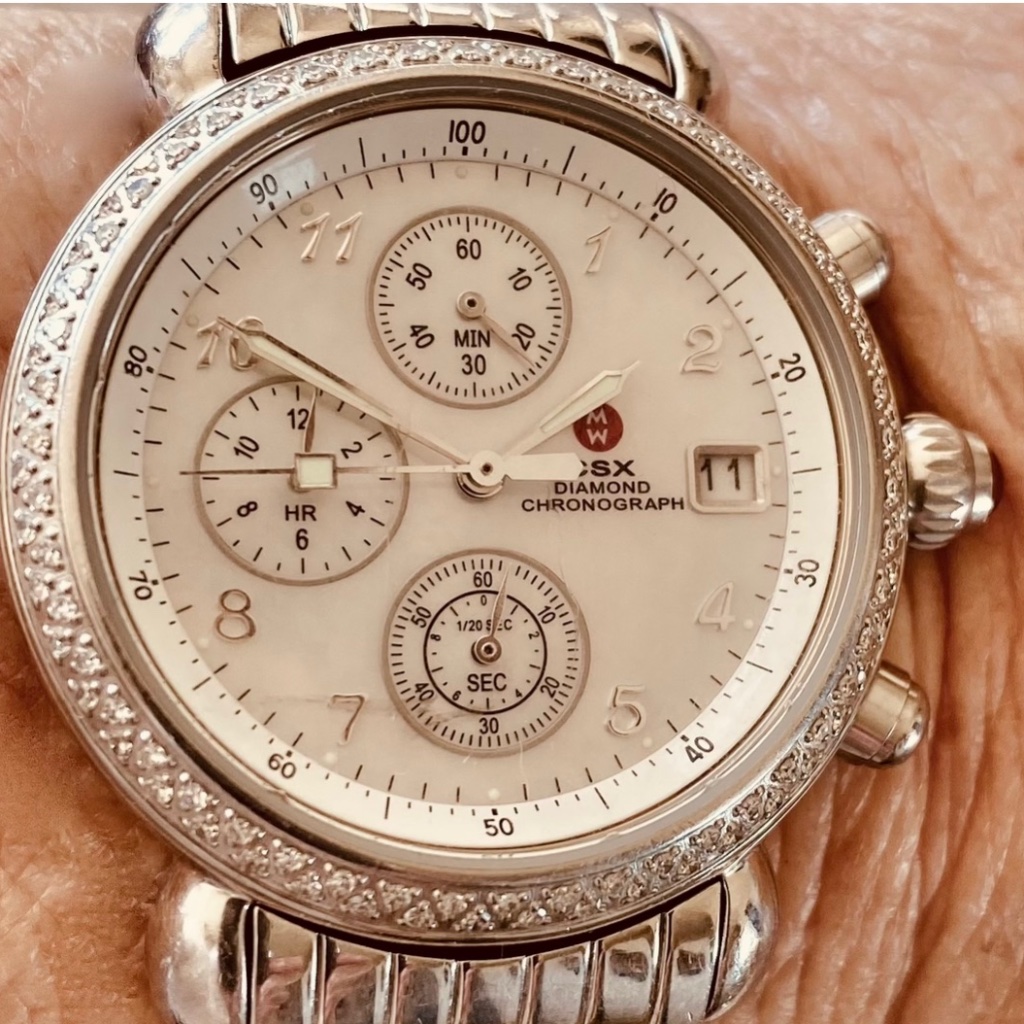 Reduced  Watch  Michele Csx Diamond Chronograph Stainless Steel Ladies Watch